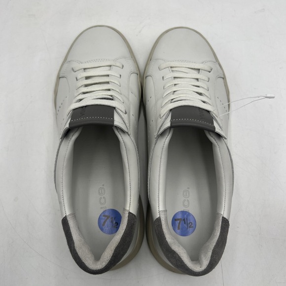 Vince Mercer Shoes Mens 7.5 White Gray Leather Low Top Casual Sneakers Classic - Picture 8 of 10
